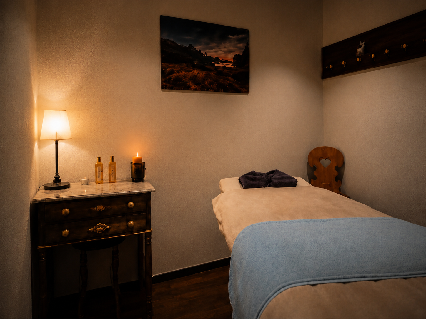 Massage room at MIVI Massage in Grindelwald
